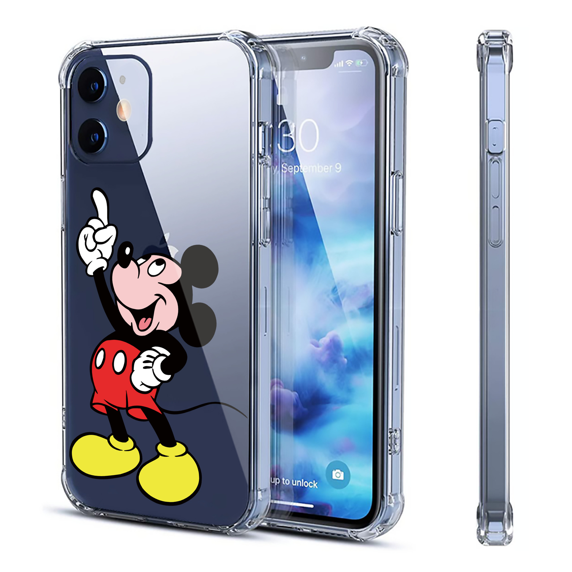 （画像用） ミッキーマウス Mickey Mouse 【iPhone 12シリーズ対応】透明スマホケース（クリアソフトケース）